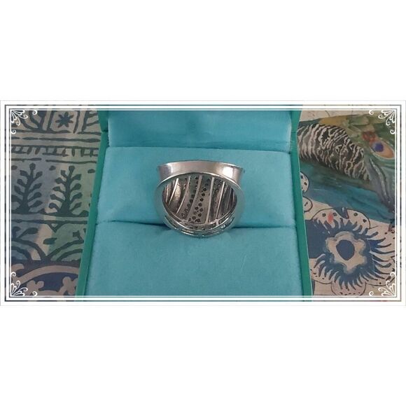 Gorgeous One Carat Genuine Diamond Wide Beaded Band Ring Sz 8 - Picture 6 of 7